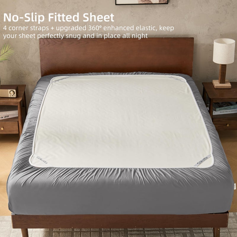 GOKOTTA Queen Size Bed Sheets 4 Piece Set, Super Soft Sheets, Cooling Sheets for Hot Sleepers - Hotel Luxury Silky Breathable Sheet, Deep Pocket Up to 16" - Durable Double Stitched (Grey) - Image 5